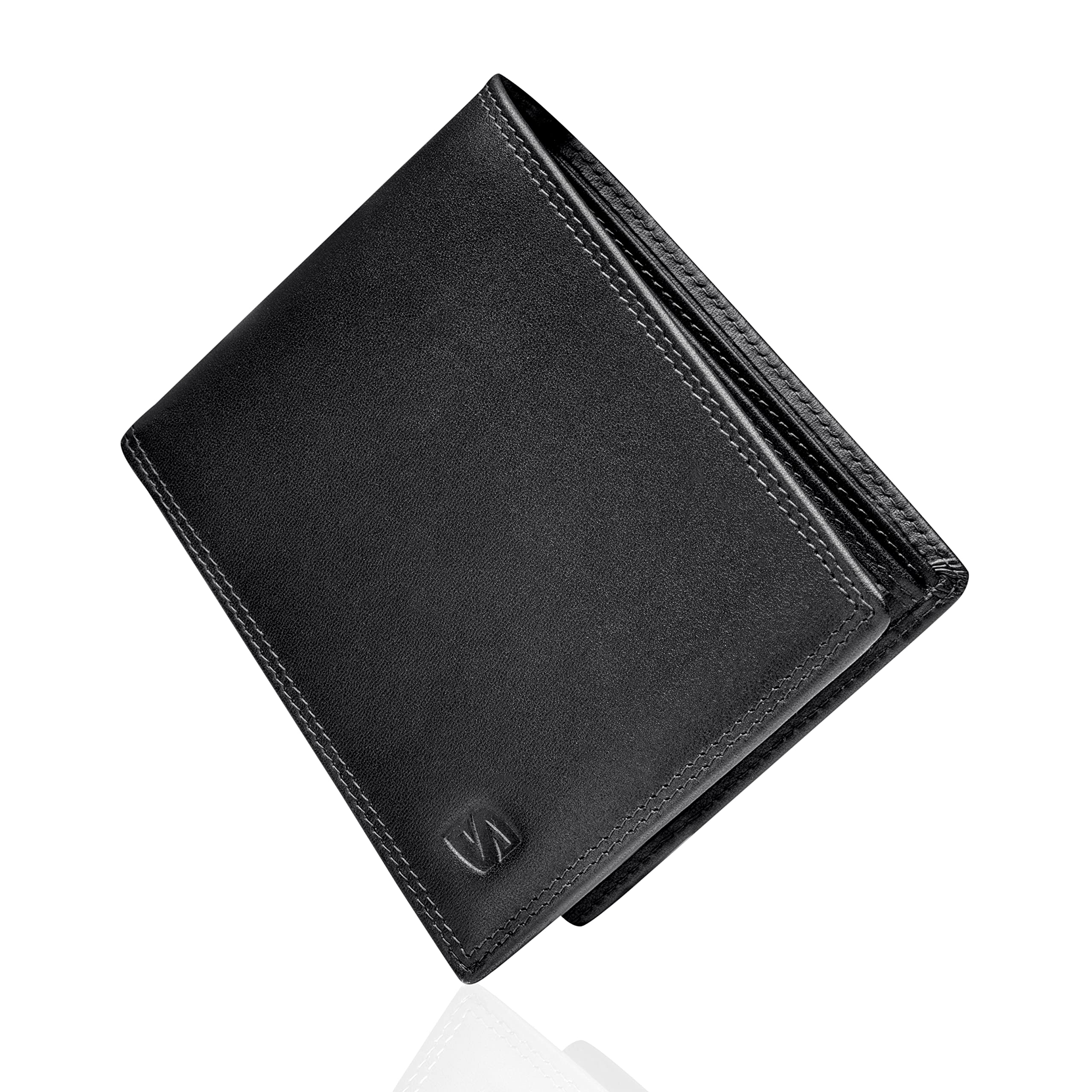 SERASAR | Men's Leather Wallet [Space] with RFID Protection | Black | Real Leather | 12 Card Slots | Including GiftBox | Great Gift idea | Men's Wallet | Men