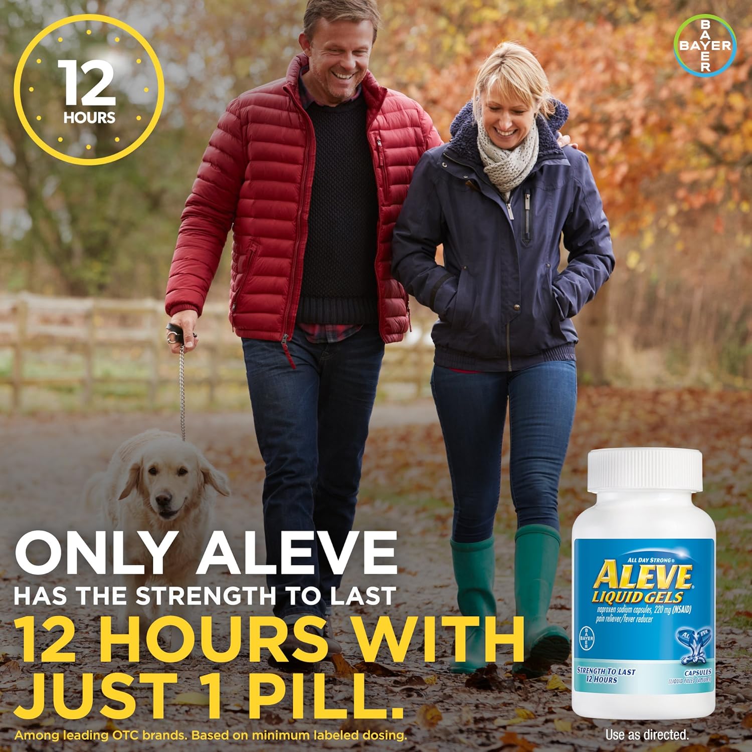 Aleve Liquid Gels, Naproxen Sodium Capsules 220 mg (NSAID), Pain Reliever/Fever Reducer, Fast Pain Relief, 20 Count: Prime Pantry