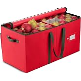 ZOBER Large Christmas Ornament Storage Box - Stores 128 3" Ornaments, With Dividers - Ornament Organizer Storage Box, Durable