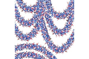 OULISI 50FT Red White and Blue Garland,4th of July Patriotic Garland for Indoor Outdoor Party Celebration Holiday Independence Day Memorial Day 4th of July Red White and Blue Decorations