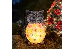 RUMIOM Owl Solar Garden Outdoor Statues, 6.5 Inch Resin Owl Figurine Decorations with Solar Lights for Patio, Balcony, Home, Yard Art, Lawn Ornaments, Porch - Birthday Gifts for Grandma Mom Women