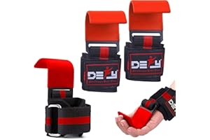 DEFY Challenge Your Fear Weight Lifting Hooks Heavy Duty Lifting Wrist Straps for Pull-ups Thick Padded Neoprene, Double Stitching, Non-Slip Resistant Coating