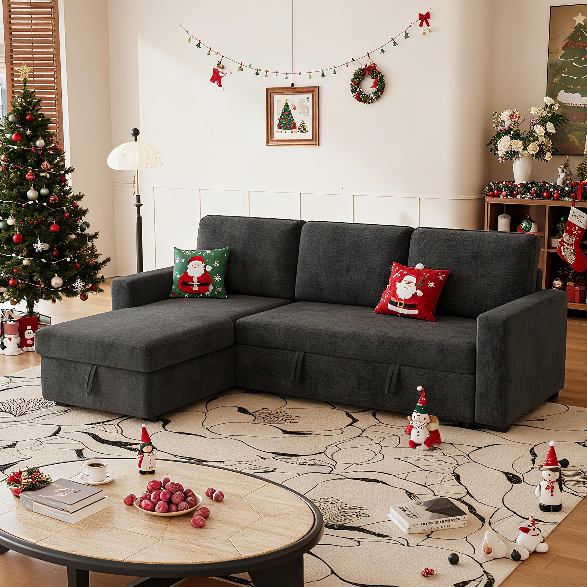 Photo 1 of (4/3/2026 ***FINAL SALE/NO RETURN, SOLD AS PARTS***)
FAVSH 81-Inch L-Shape Sectional Couch, 4-in-1 Multifunctional Pull-Out Couch Sleeper Sofa with Storage Chaise & Removable Back Cushions, for Living Room/Office/Apartment (Dark Gray)