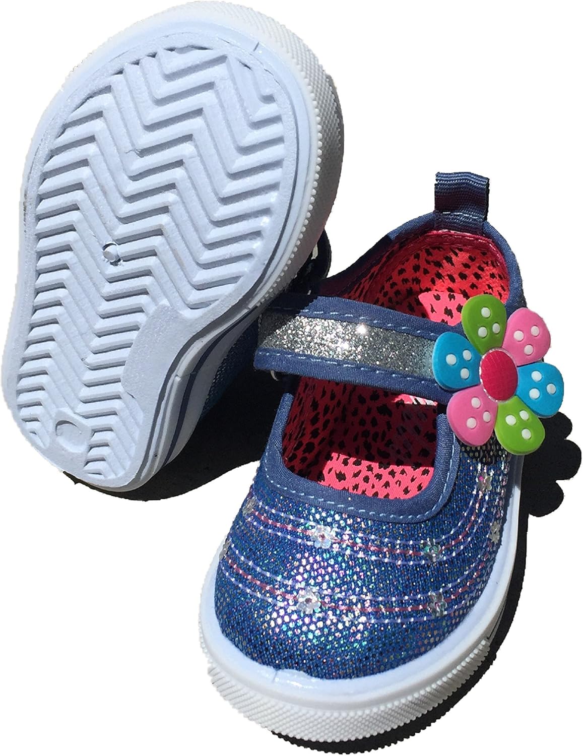 Chulis Toddler Girls Denim Sneakers Shoes Size 4 SlipOn