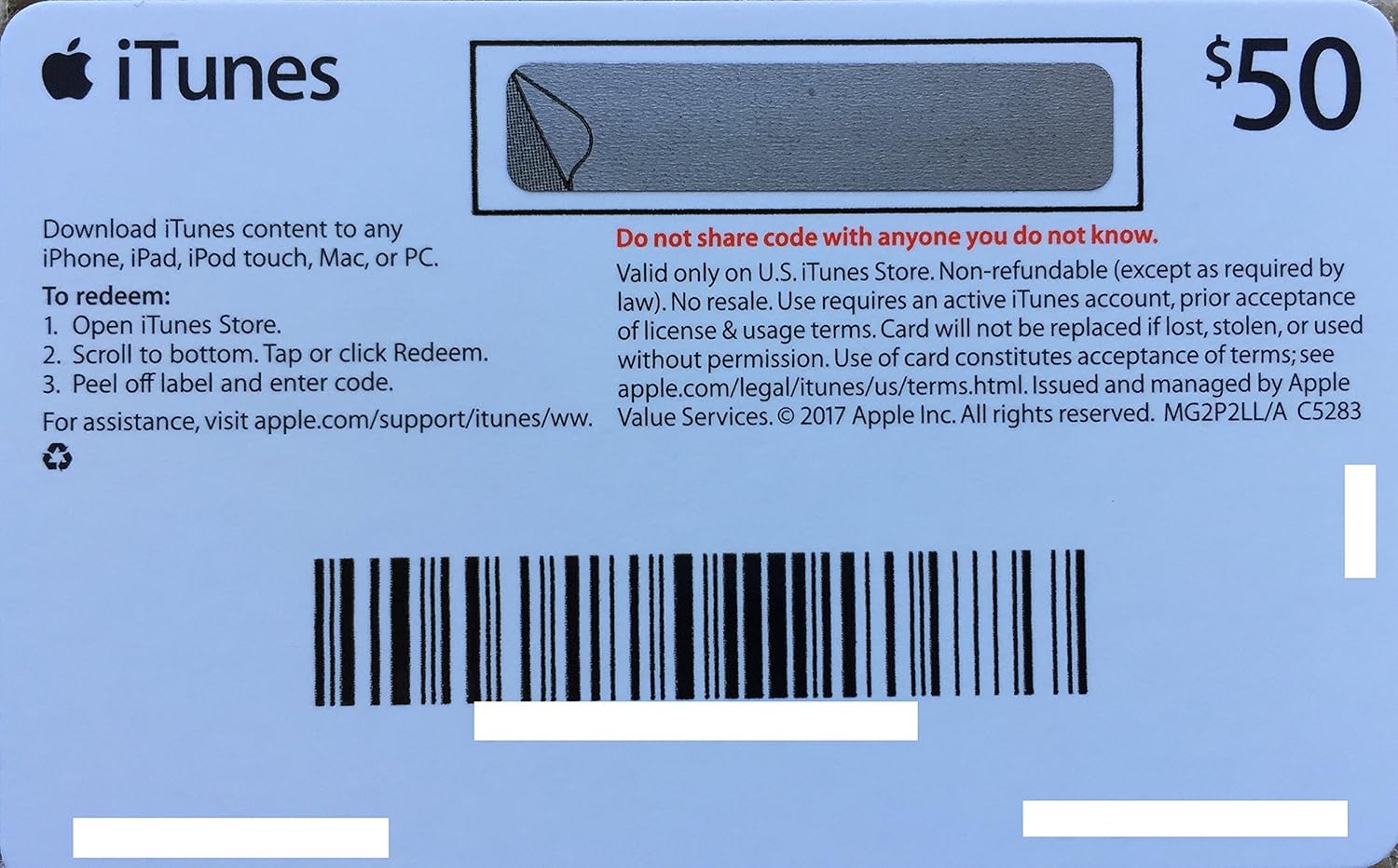 Itunes 50 Prepaid Gift Card Physical Card Amazon Ca Electronics