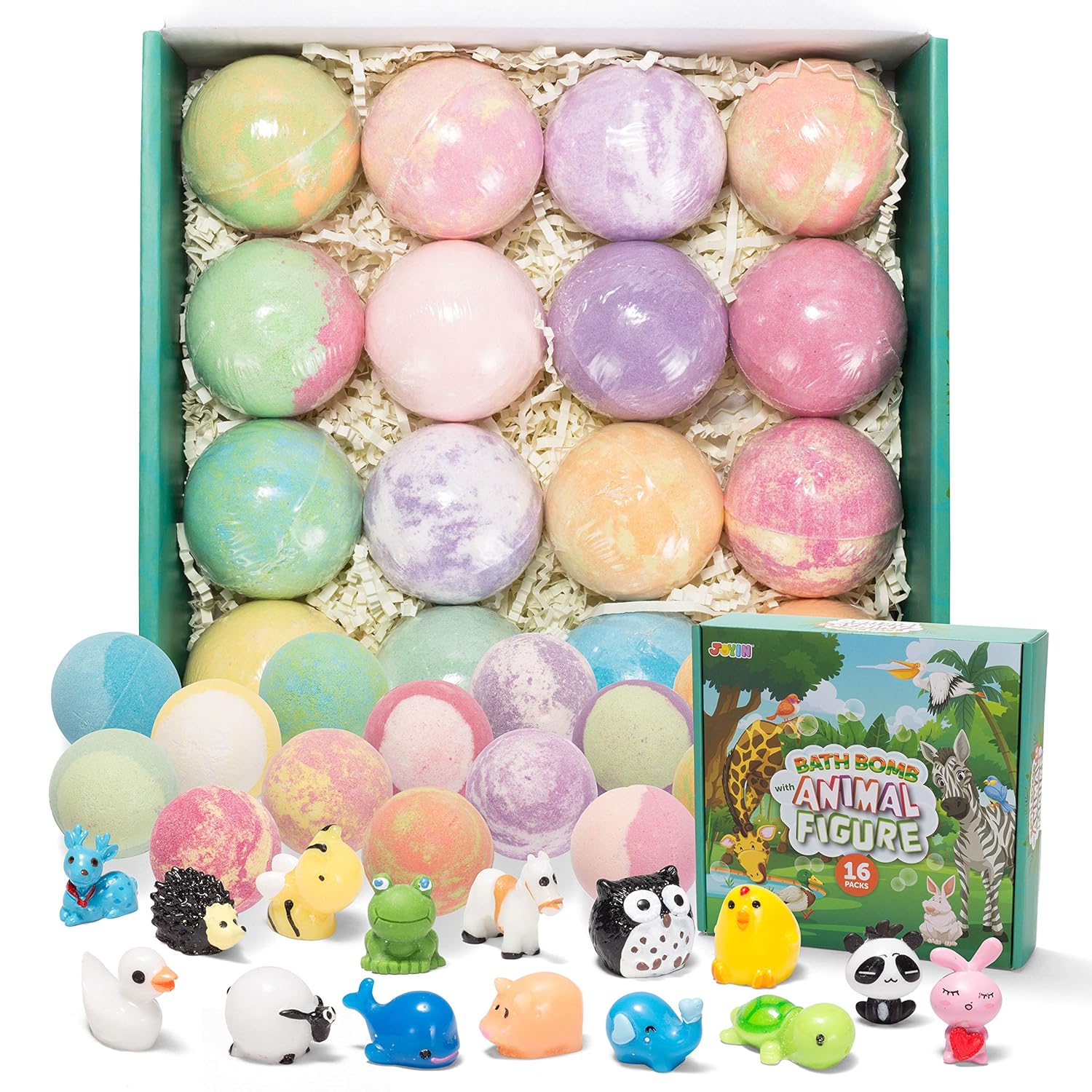 Bath Bombs for Kids with Animal Figures, 16 Pack Bubble
