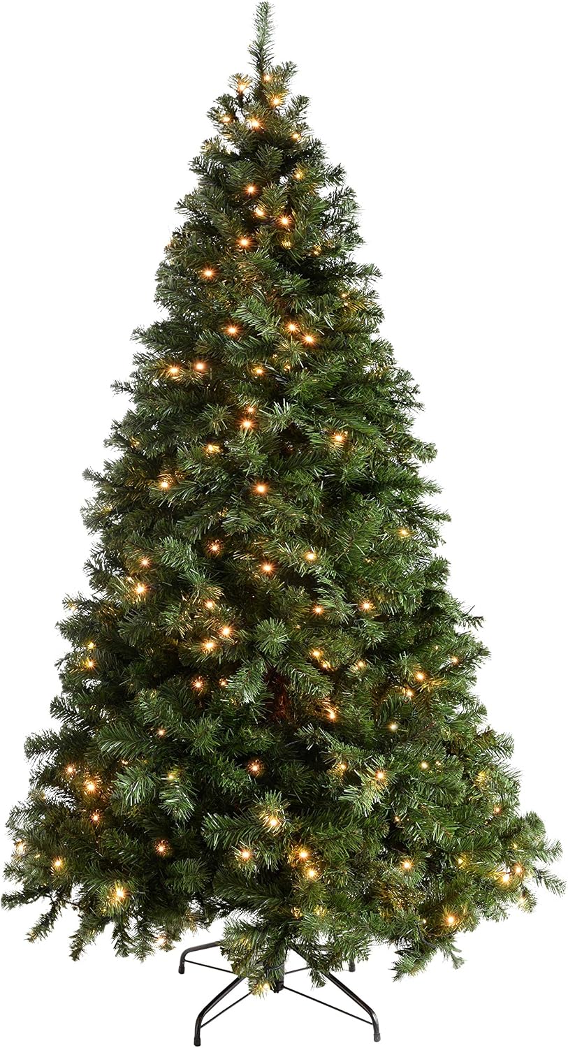 WeRChristmas Pre-Lit Spruce Multi-Function Christmas Tree, 2.1 m - 7 feet with 300-LED Lights, Green