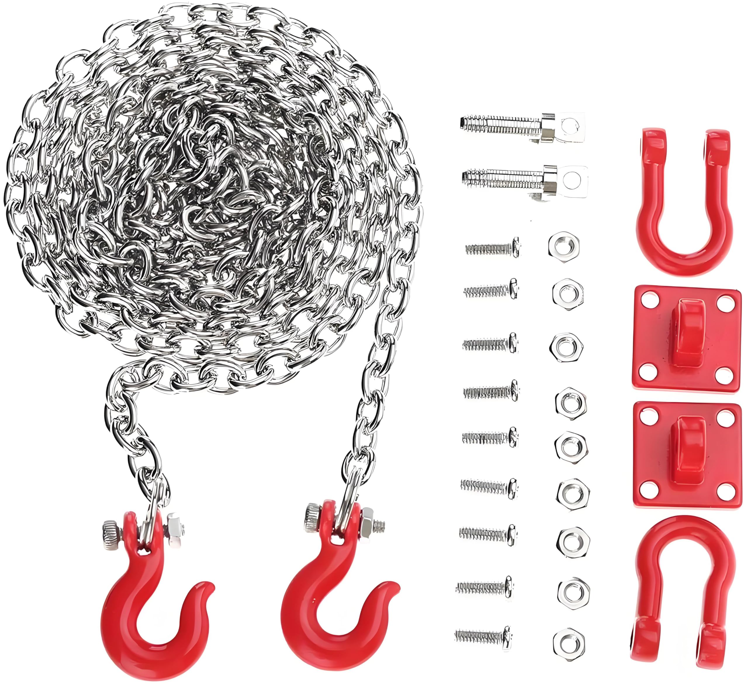RC Car Tow Hook Trailer Chain Set, RC U Shaped Rescue Tow Hook Trailer Chain Assemble Parts for RC Climbing Crawler Car Upgrade Part