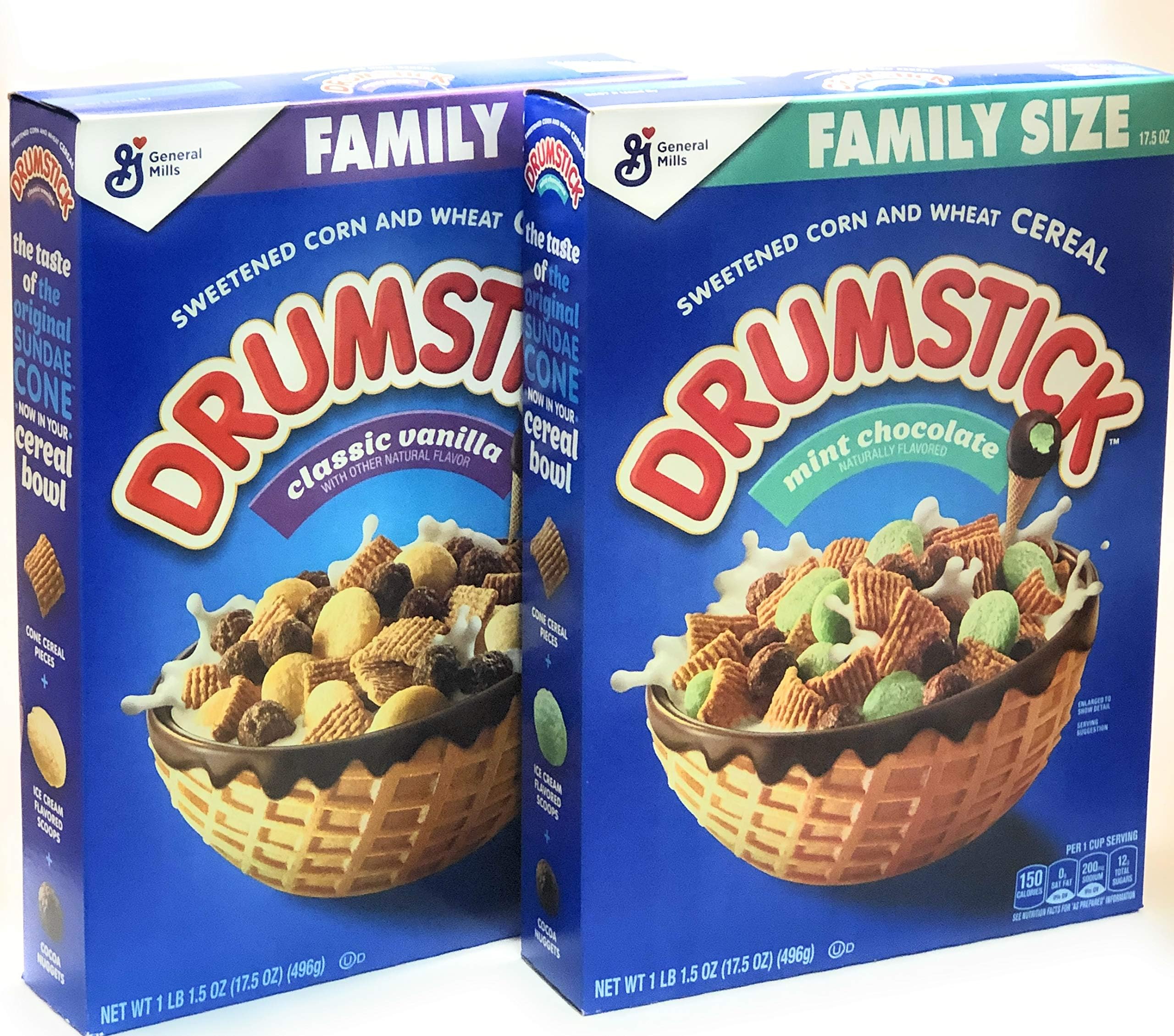 Drumstick Sweetened Corn and Wheat Cereal Variety Pack of 2 Classic Vanilla and Mint Chocolate