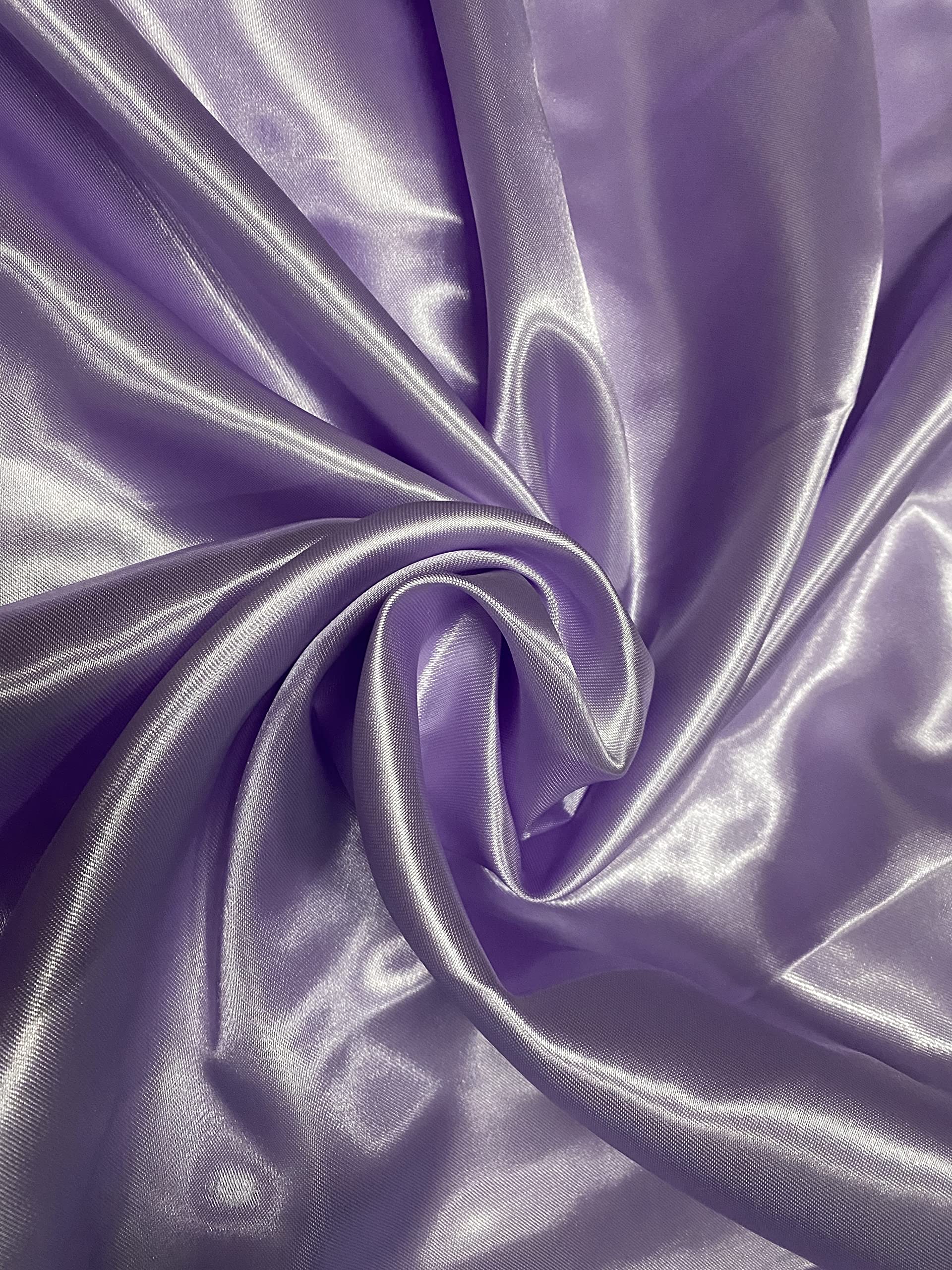 Novato Textiles Silky Satin Liquid Fabric Plain Luxury Craft Dressmaking Fabric 60'' Wide pre Cut (Lilac, 2 Meter)