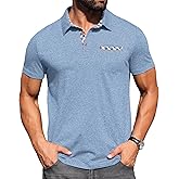 Sailwind Men's Polo Shirts Lightweight Short Sleeve Casual Cotton T-Shirt Summer Button Collared Golf Tee with Pocket