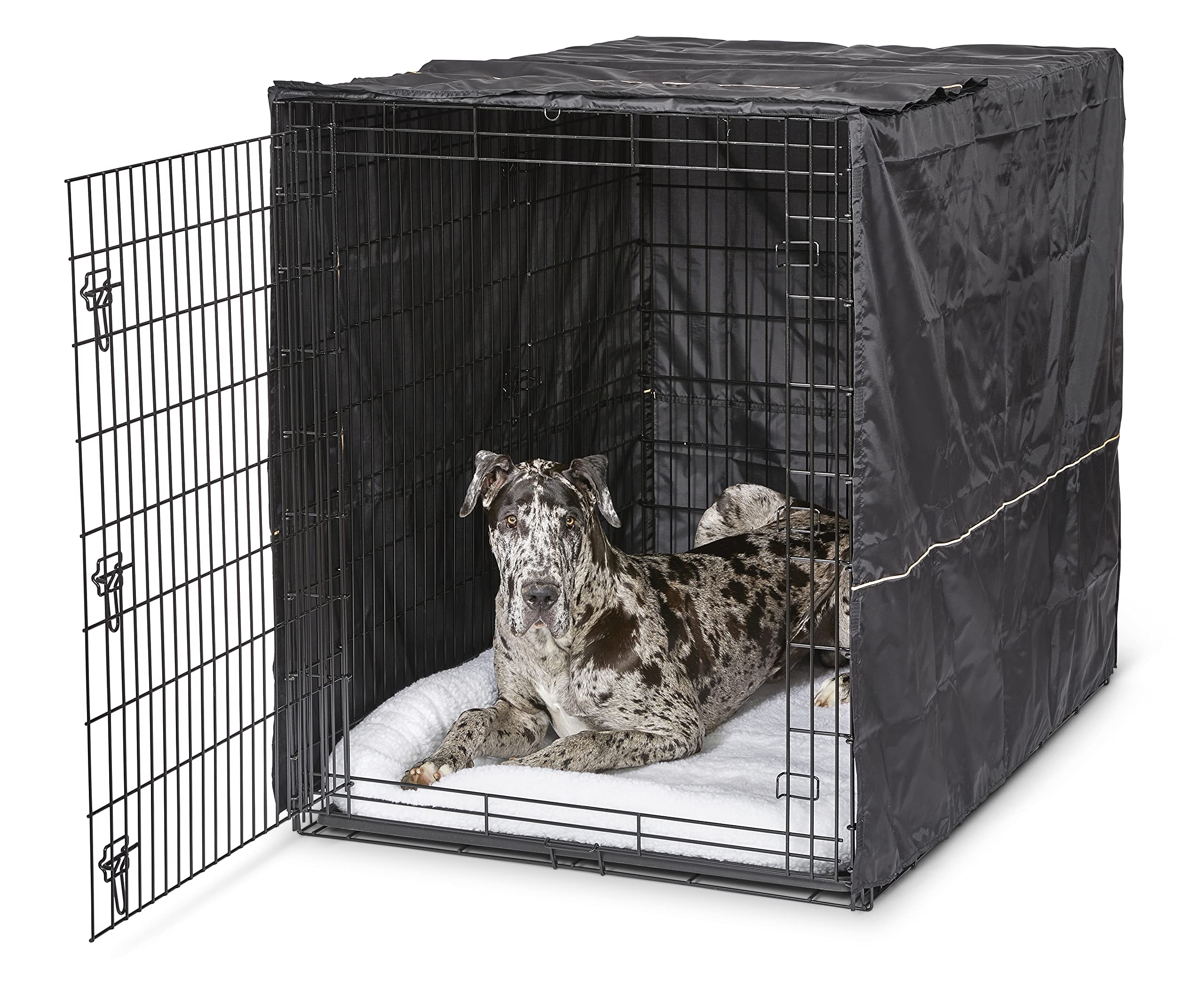 MidWest Homes for Pets XXL Dog Crate Cover, Black Polyester Privacy Kennel Cover Fits Most Giant 137 cm Crates, Machine Washable, Reduces Barking & Chewing — image 1