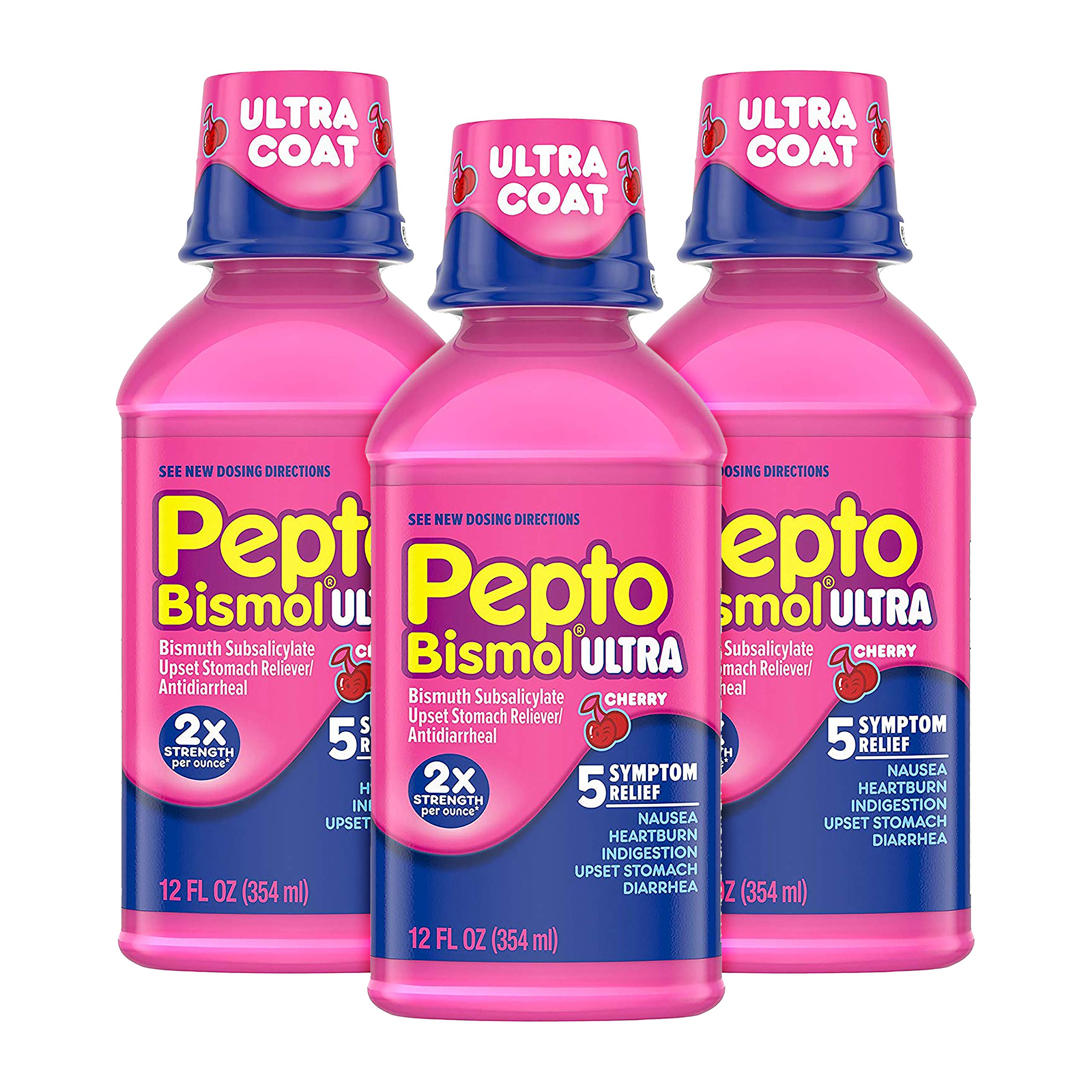 Pepto Bismol Liquid Ultra, Cherry Flavor, 12 fl oz, 3 Pack, Nausea