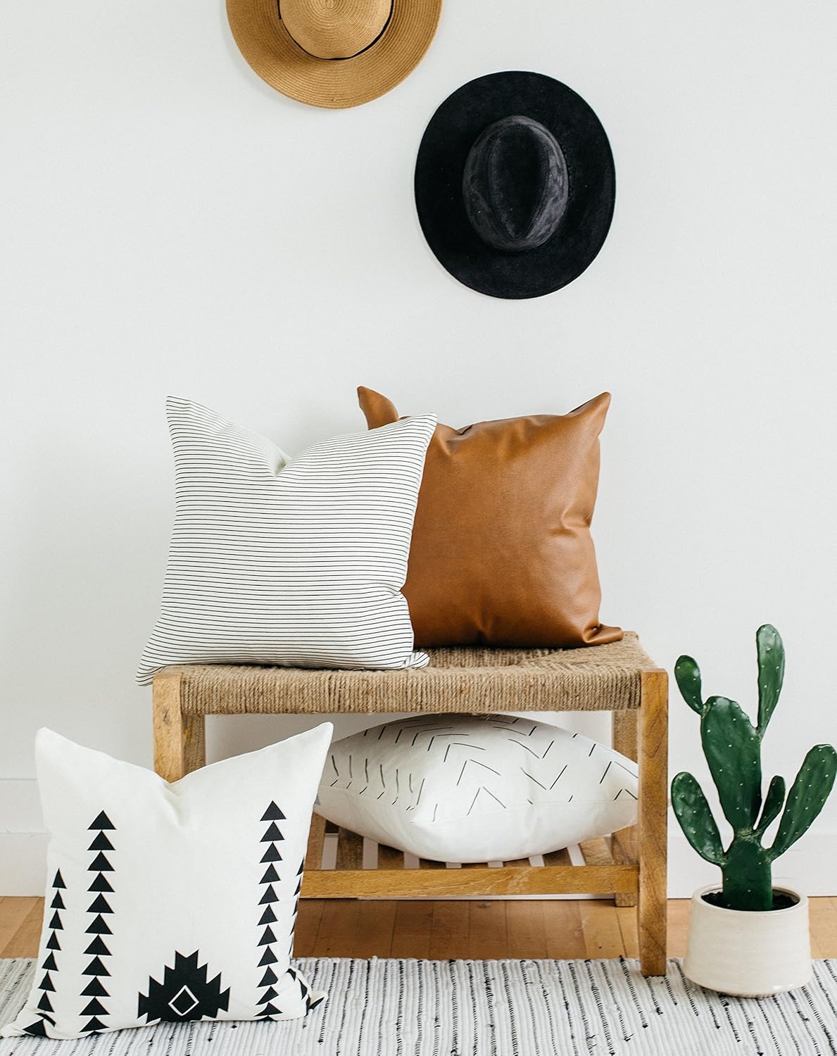 Woven Nook Decorative Throw Pillow Covers ONLY for Couch, Sofa, or Bed