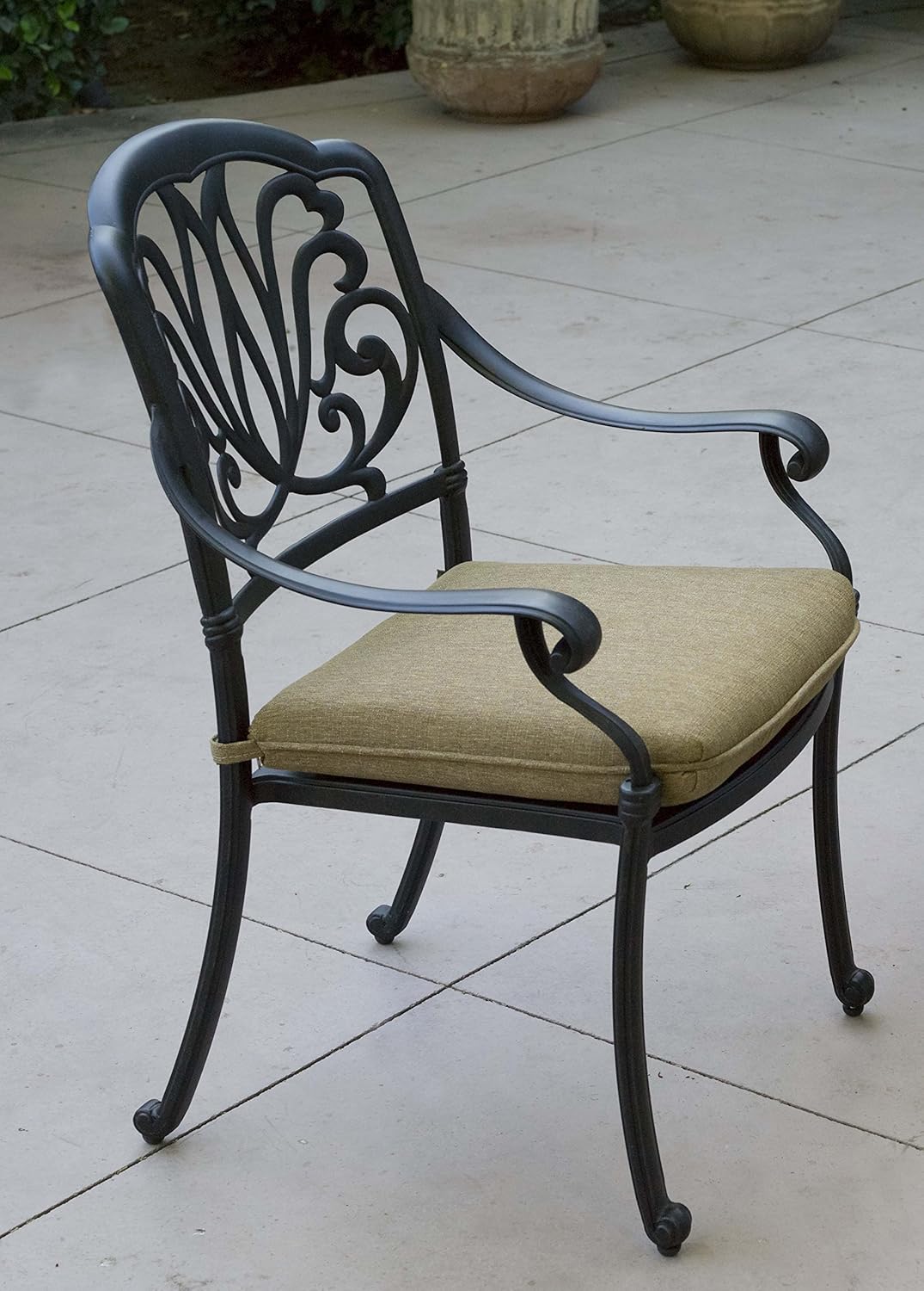 cast iron patio furniture sets on Patio Furniture Sets Antique Bronze Finish Darlee 7 Piece Elisabeth Cast Aluminum Dining Set With Sesame Seat Cushions And 60 Round Dining Table Patio Lawn Garden