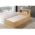 Hodedah Storage Bed with Bookcase Headboard, Beech