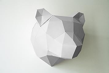 Cut And Stick Trophäe Tier Bär Papier Origami 3d Weiß