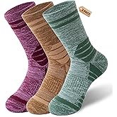 MOUNTRIPLE.QUEEN Merino Wool Socks for Women Warm Thermal Hiking Socks Winter Thick Cushioned Moisture Wicking Crew Socks 3Pairs Size5-9
