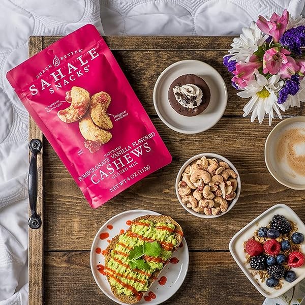 SAHALE SNACKS CASHEWS WITH POMEGRANATE AND VANILLA – 4 OZ
