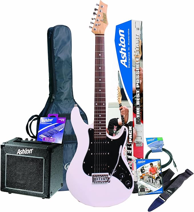 Ashton AG132WH Starter Electric Guitar Pack with Practice Amplifier and