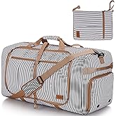 100L Travel Duffle Bag for Men, Urtala 32” Large Duffle Bag for Traveling with Shoe Compartment, Foldable Travel Duffel Bag Weekender Bag Gym Bag for Men Women Water & Tear Resistant (Stripe, 100L)