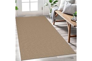 EARTHALL Woven Area Rug 3x5 Ft Washable Rugs for Entryway Braided Non Slip Rubber Backed Throw Rugs Door Mat Indoor Outdoor Entrance Cotton Carpet for Kitchen Foyer Front Door, Orange/Tan/Brown