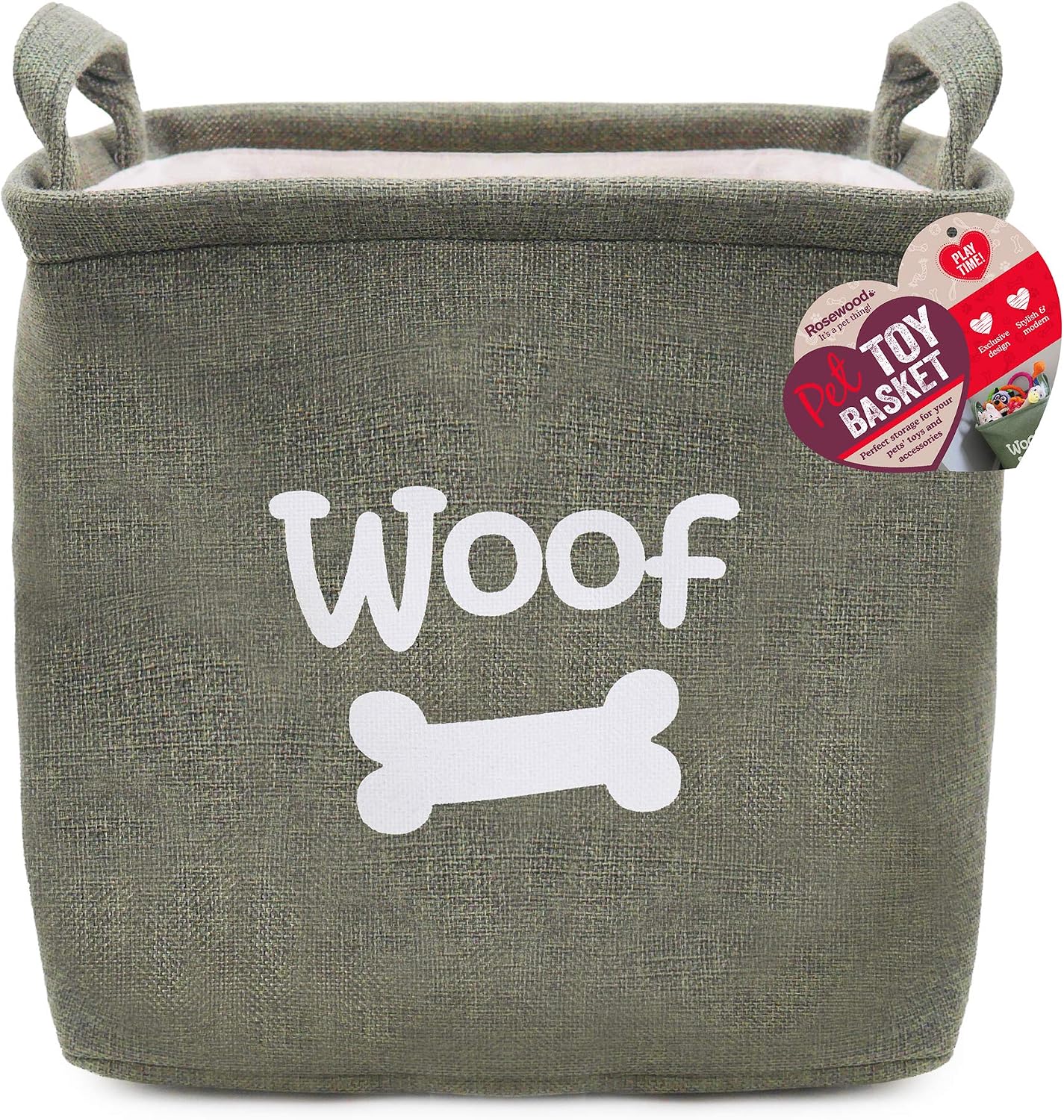 Rosewood Toy Basket for Dogs - Stylish & Durable Storage Solution, Forest Green, Ideal for Keeping Pet Toys Organised Dog Breeds