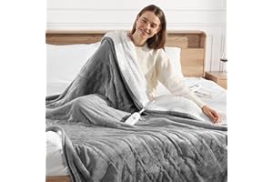 MOLATINK Heated Throw Blanket Electric Blanket 50X60in - Fast Heating Blanket Ultra Soft Electric Throw for Adults with 5 Heat Levels & 4 Hrs Timer, Machine Washable, Office Warm Blanket for Winter(Gray)