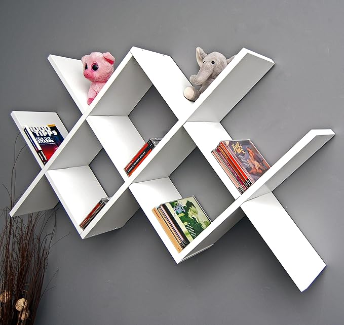 Design retro shelf caro white wall or stand shelf books CD hanging
