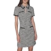 Karl Lagerfeld Womens Short Sleeve Key Hole Neckline Knit Tweed Dress