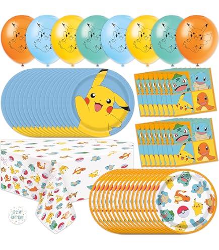 Pokemon Party Plates - 40 Count Pikachu Paper Dessert Plates 7x7 Inch