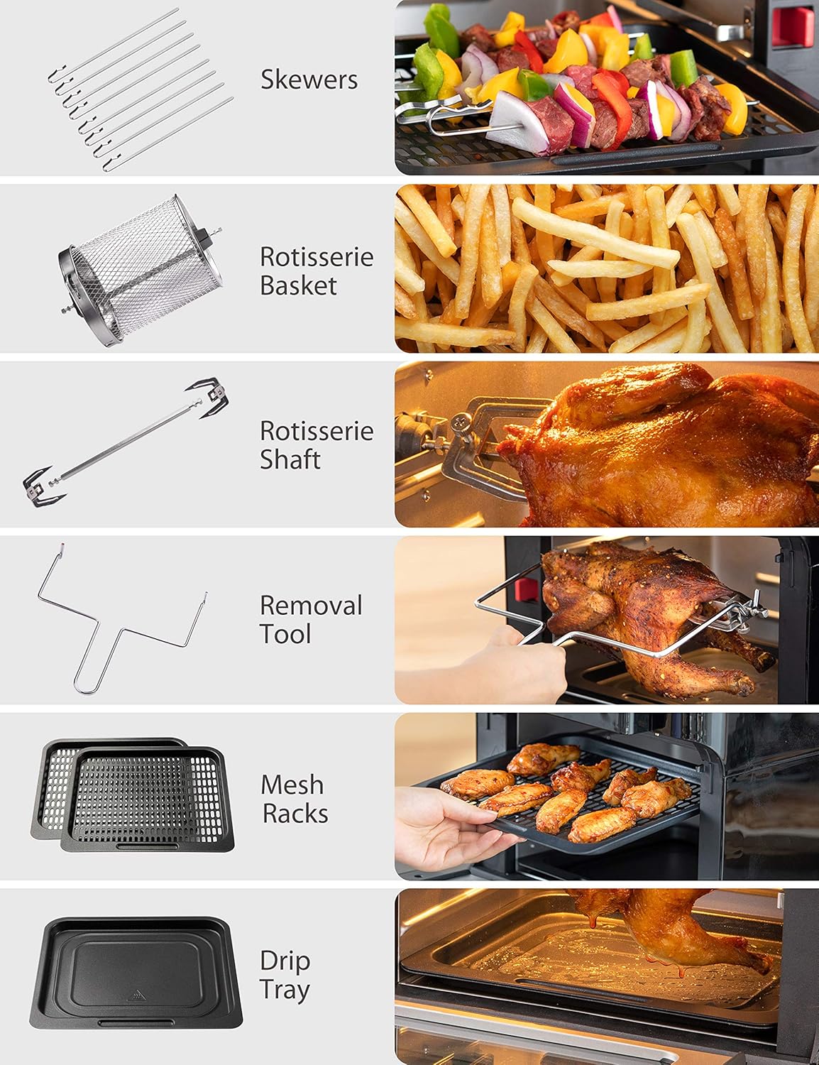 Innsky Air Fryer, 10.6-Quarts Air Oven, Rotisserie Oven, 1500W Electric Air Fryer Oven with LED Digital Touchscreen, 10-in-1 Countertop Oven with Dehydrator & Rotisserie, 6 Accessories & 32+ Recipes: Kitchen & Dining