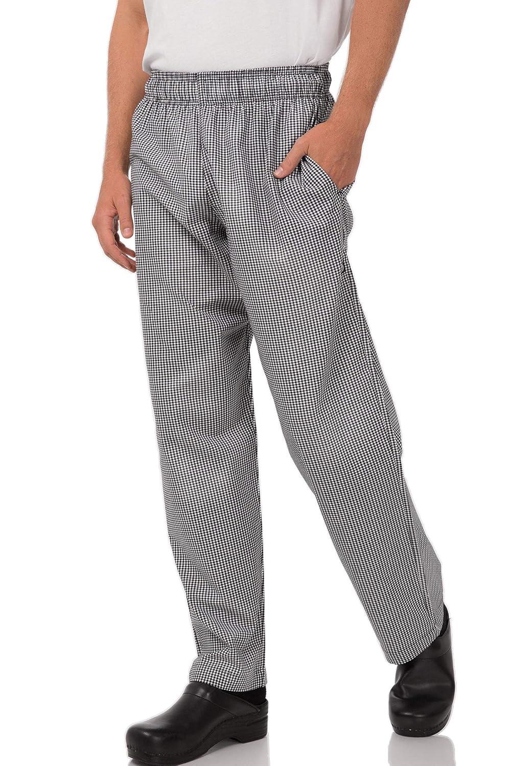 Chef Works Essential Unisex Baggy Pants, Large / L / Lrg, Small Black Check Design, Waist Size: 38-40 inch, Polycotton - Image 4