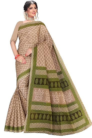 Womens Pure Cotton Saree Without Blouse Piece (1399, Royal Beige)