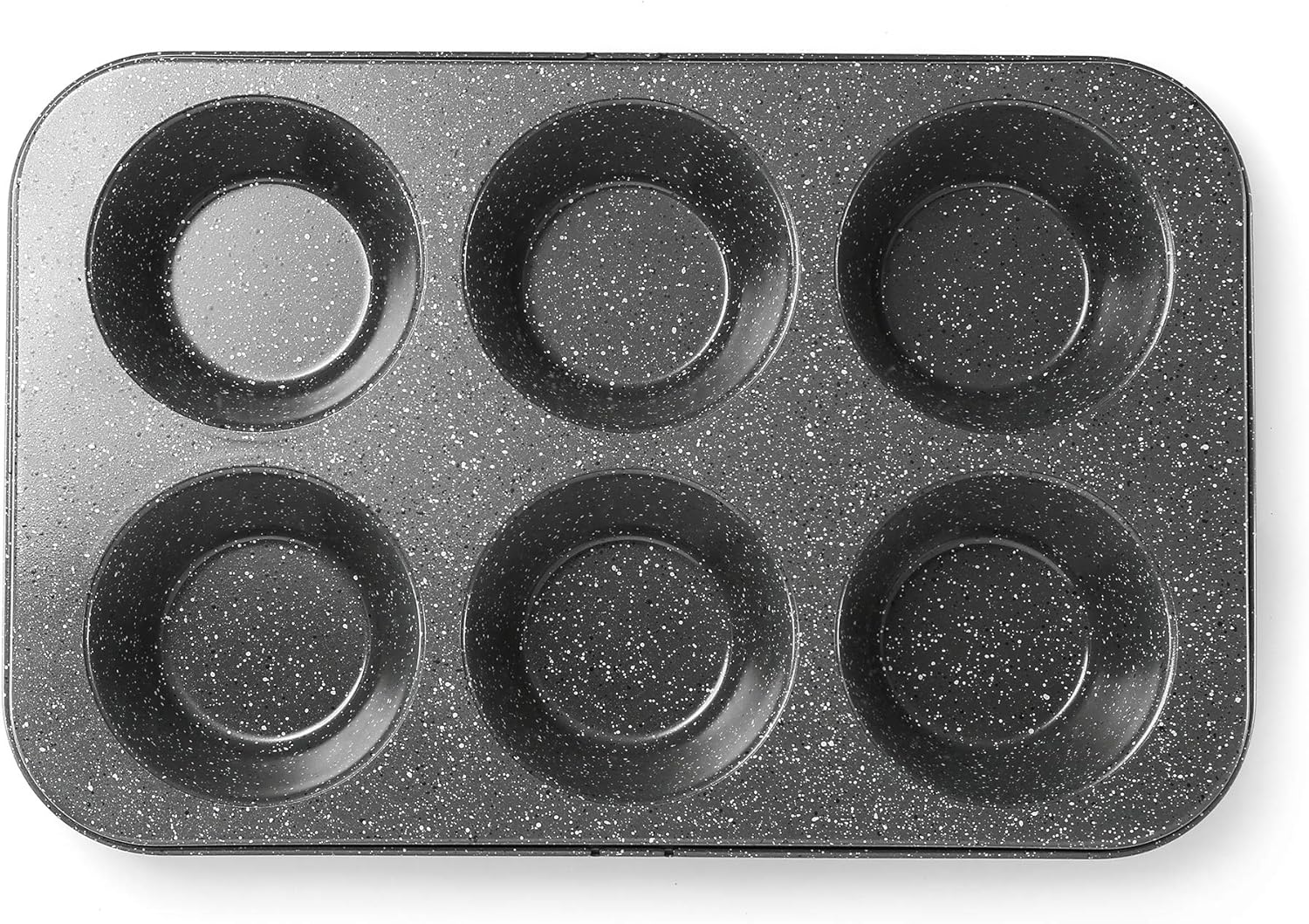 MONFISH Muffin Pan 6 Jumbo Cup Carbon Steel Black Stone Non Stick