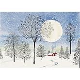 PETER PAUPER PRESS Moonlit Cottage Deluxe Boxed Holiday Cards (20 Cards and 21 Self-sealing envelopes)