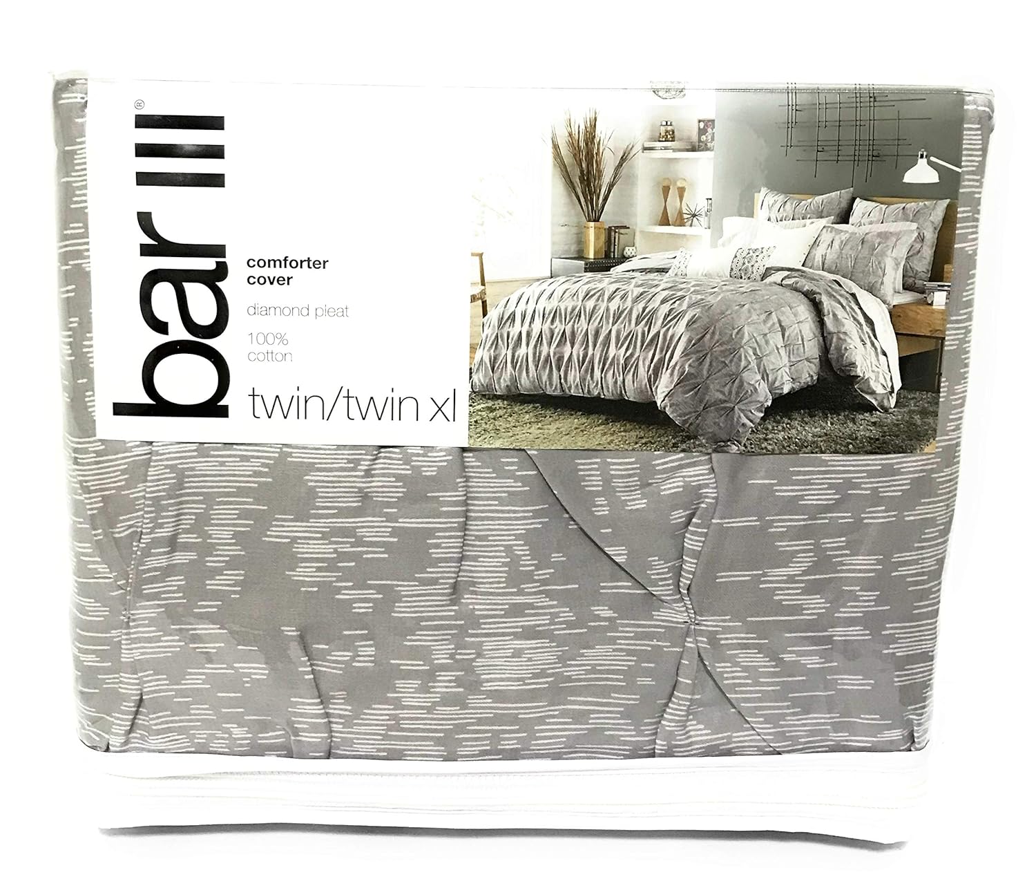 Amazon Com Bar Iii Diamond Pleat Grey And White Twin Twinxl