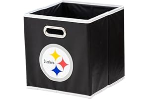 Franklin Sports NFL Pittsburgh Steelers Collapsible Storage Bin NFL Folding Cube Storage Container Fits Bin Organizers Fabric NFL Team Storage Cubes One Size, 11" x 11"