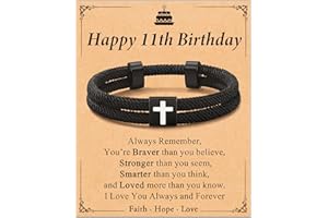 Shonyin Birthday Gifts for Boys 7-21 Adjustable Cross Bracelet for Son Grandson Nephew