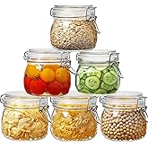 HomArtist Glass Jars with Airtight Lid Set of 6, 17 floz Wide Mouth Mason Jars with Clamp Lids,Glass Sealed Jars with Air Tight Lids, Best for Kitchen & Pantry Food Storage