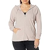 Calvin Klein Women's Premium Performance Ruched Long Sleeve Zip Up Hoodie (Standard and Plus)