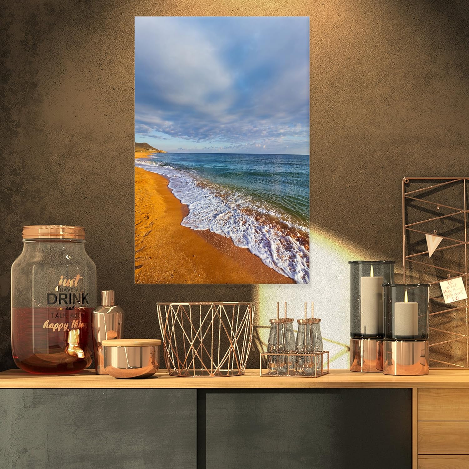 Design Art PT104431632 Dark Cloudy SkiesModern Beach