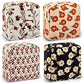 Abbylike 4 Pcs Floral Makeup Bag Cosmetic Bag with Zipper Portable Small Pouches for Purse Toiletry Mini Pouch Cute Mini Makeup Purse for Coin Essentials Items Women(Plum Blossom)