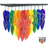 Bellaa Handmade Wind Chimes Outdoor, Capiz Seashell Glass, Gental Musical Windchime Outside Garden Decoration, Beach, Gifts for Mom 24506