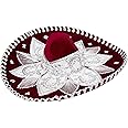 FESTMEX Authentic Adult Mexican Sombrero Mariachi Charro Hat, Mexican Hat for Costume Parties, 5 de Mayo, 16 de Septiembre (Burgandy and White)