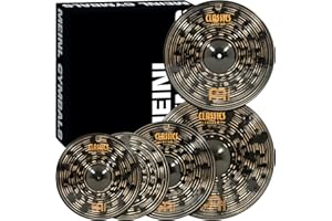 MEINL CYMBALS Meinl Cymbal Set Box Pack with 14” Hihats, 20” Ride, 16” Crash, Plus a FREE 18” Crash – Classics Custom Dark – Made In Germany, TWO-YEAR WARRANY (CCD460+18)