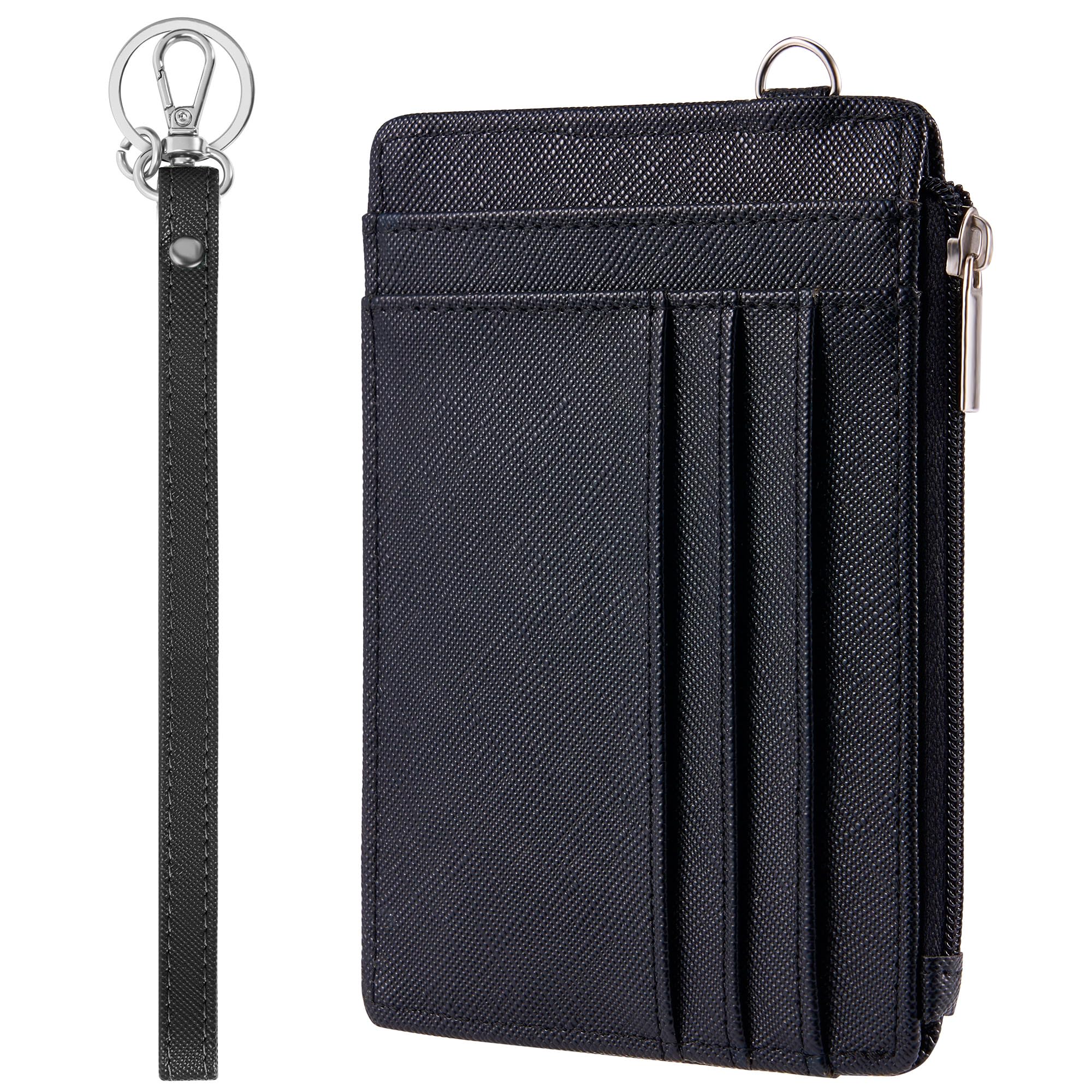 Photo 1 of ***** MISSING STRAP ***** SEAVILIA Small Wallet for Women Slim Wristlet Keychain Wallets RFID Credit Card Holder With Zipper Pocket, ID Window (Black)
