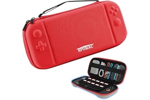 HPOMAC Nintendo Switch 2 Carrying Case - Christmas Birthday Gifts 2025 for Teen Boys, Girls, Men, Women & Gamers, Waterproof Hard Shell Switch 2 Case / Travel Cases, 10 Game Slots & Hidden AirTag Pouch, Red