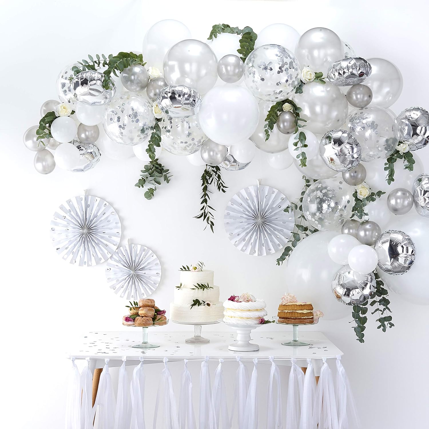 Ginger Ray Silver Balloon Arch Kit with Confetti Balloons Party Decorations - 70 Balloons in assorted sizes - Balloon Arches - Image 3