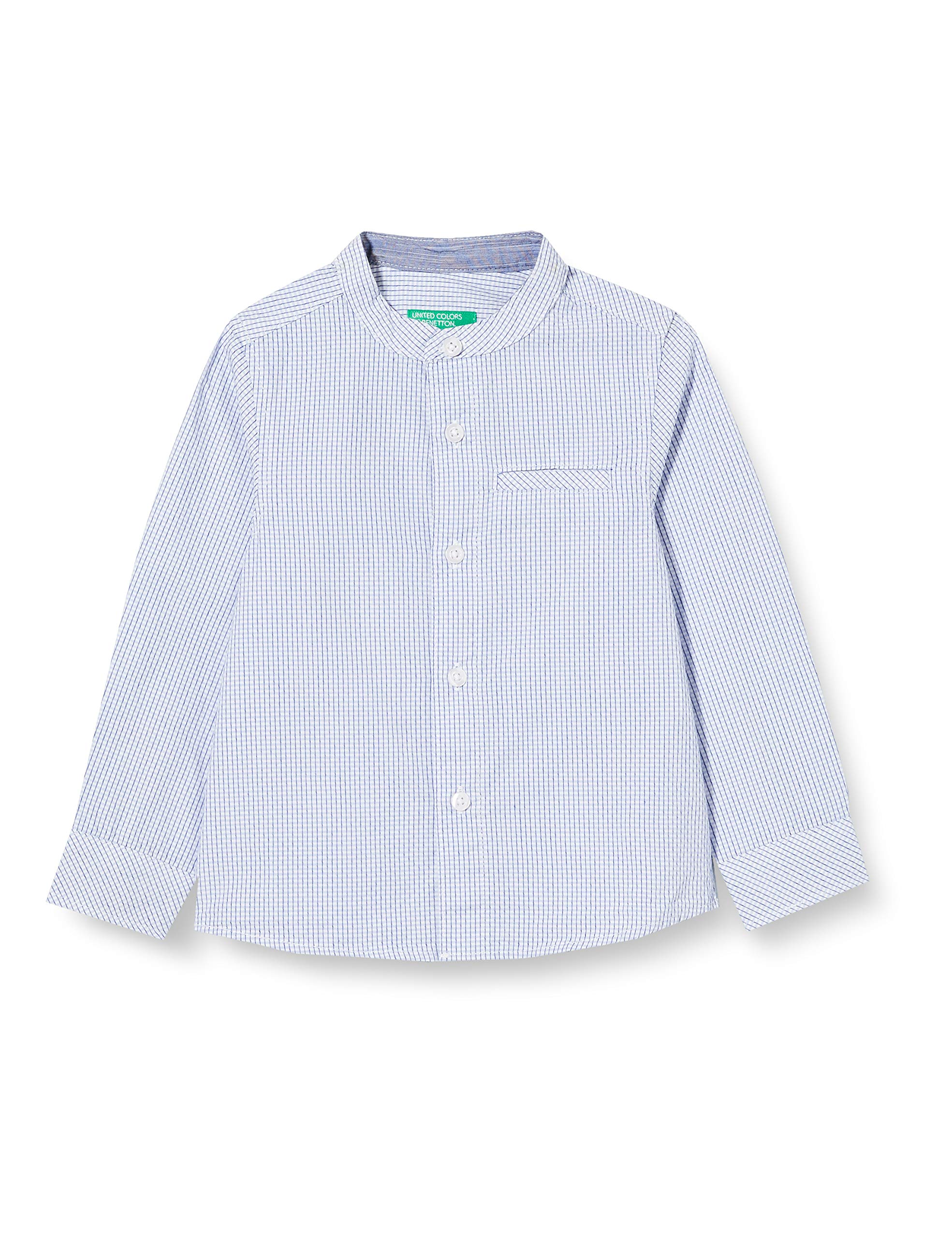 United Colors of Benetton Baby Boys' Camicia Casual Shirt, White (Bianco/Blu 902), 80/86 (Size: 1Y)
